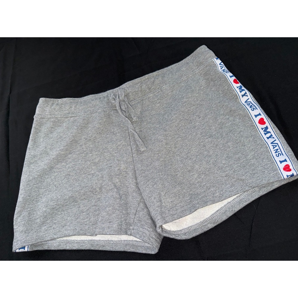 Vans Womens Heather Gray I Love My Vans Side Stripe Sweat Shorts Large